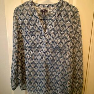 GAP Blue Buttoned Mandarin Collar Blouse